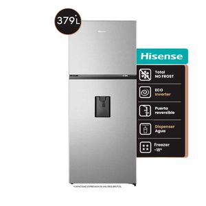 Heladera No Frost Hisense Dispenser 379L Inox Inverter