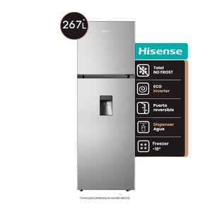 Heladera No Frost Hisense Inverter Dispenser 267L. Inox